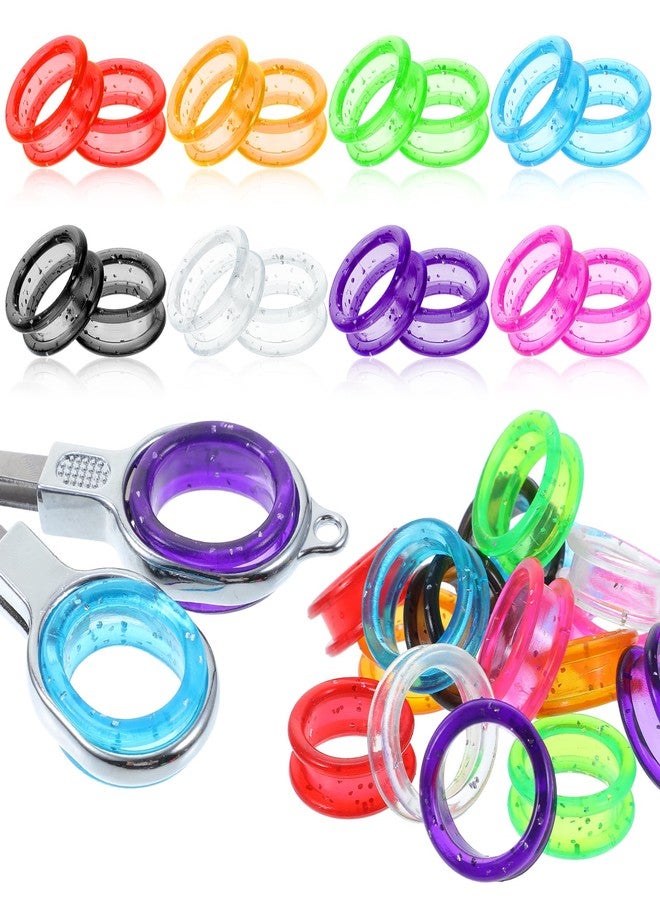 Guduling 16pcs Shear Finger Ring Inserts, Silicone Scissors Finger Ring, Multi-Color Scissor Thumb Insert Protection for Pet Grooming Scissors Accessories, Barber Grips, for Trimming Dog Hair - Image 1